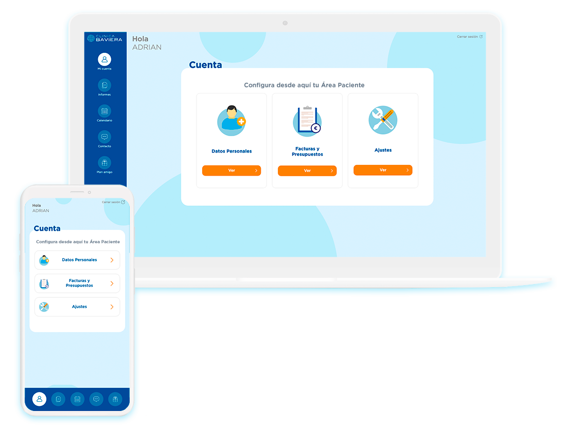 Imagen de un porttil y un mvil con un pantallazo del rea Paciente