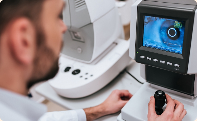 primer plano de hombre canoso con ojos azules